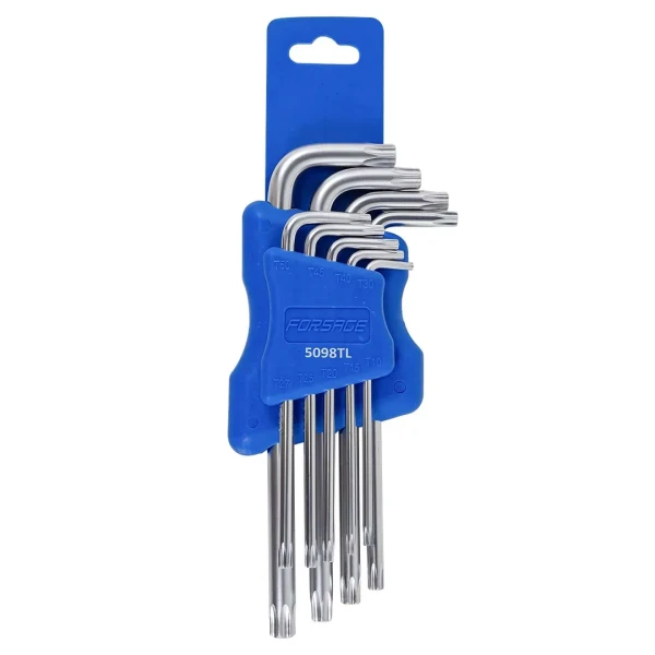 Набор ключей Г-образных TORX длинных 9пр.(Т10Н, Т15Н, Т20Н, Т25Н,Т27Н, Т30Н, Т40Т, Т45Н,Т50Н с отверстием)в пластиковом держателе