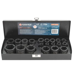 Набор головок ударных 20пр.,1/2''(8-24, 27, 30, 32мм), в металлическом кейсе