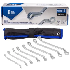 Ключи накидные отогнутые на 75град., набор 8пр. (6х7, 8х9, 10х11, 12х13, 14х15, 16х17, 18х19, 20х22мм)