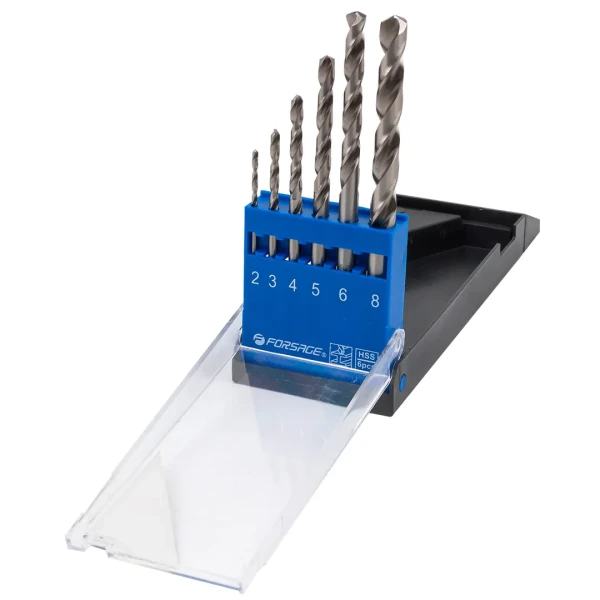 Набор сверл по металлу HSS, 6пр.(2/3/4/5/6/8мм), в пластиковом футляре