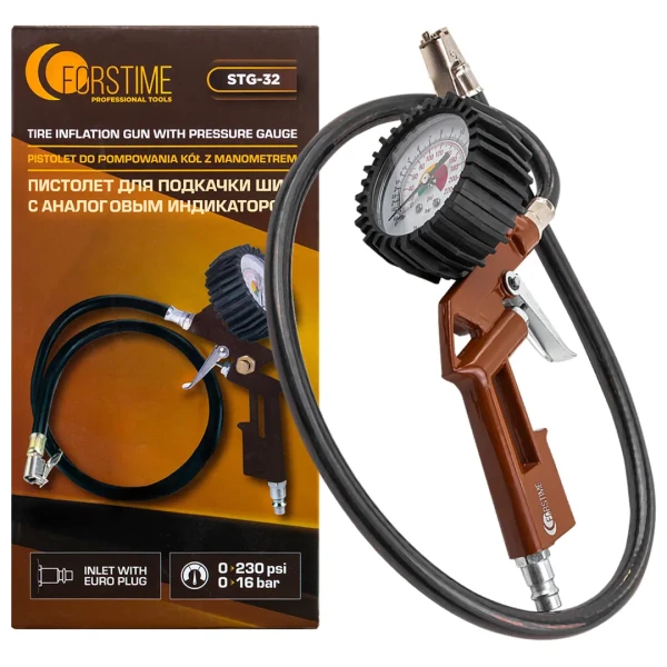 Пистолет для подкачки шин с манометром и шлангом