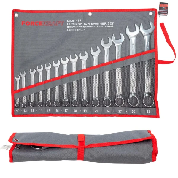 Набор ключей комбинированных 14 пр (10,12-19,21,24,27,30,32мм), на полотне