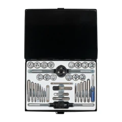 Набор метчиков и плашек 33пр.(метрич+дюйм)(М3х0.5,М4х0.7,М5х0.8,М6х1.0,М8х1.25,М10х1.5,М12х1.75,1/4,5/16,3/8,7/16,1/2,1/8-28,1/4-19)