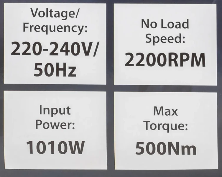 Гайковерт ударный электрический 1/2''(220-240V, 1010W, 500Нм) с комплектом головок (17, 19, 21, 22мм)