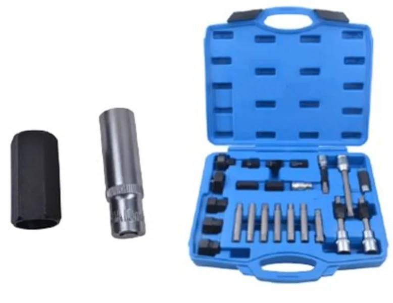 Набор для снятия шкивов генераторов:1/2''биты: М10, Т50х110мм, 10мм, биты: М8, М10, Н8, Н10, Т40, Т50x75мм, битодержатель 1/2''хF10мм, (24пр.) в кейсе.