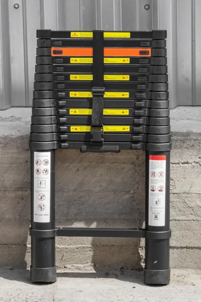 Лестница телескопическая алюминиевая односекционная (4.4м,15 ступенек, max нагрузка 150кг, вес 12.5кг)