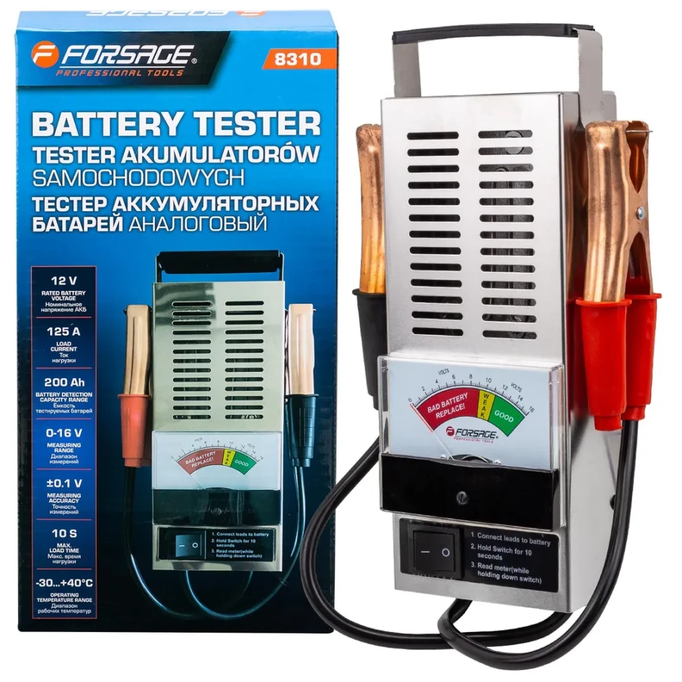 Тестер аккумуляторных батарей аналоговый (12V, 125А)
