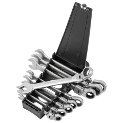 Набор ключей комбинированных трещоточных с шарниром 9пр. (8,10,12,13,14,16,17,18,19мм )в пластиковом держателе