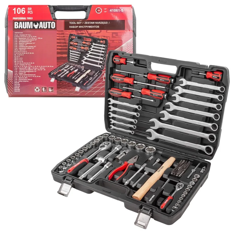 Набор инструментов 106пр. 1/4'' 1/2'' (6гр.)(5-32мм)