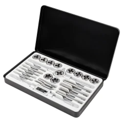 Набор метчиков и плашек метрических 24пр.(М5х0.8/0.9, М6х0.75/1.0, М8х1.0/1.25, М10х1.25/1.5, М12х1.5/1.75), в металлическом кейсе
