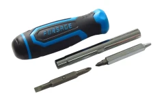 Отвертка универсальная переставная с комплектом бит, L-210мм (PH1, PH2, SL4.5, SL5.5, S1, S2), в блистере