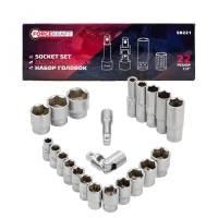 Набор головок 22пр.1/2''(6гр.)(10,12-19,21,22,24,27,30,32, удлин.-е:10,13,17,19,21)в кейсе