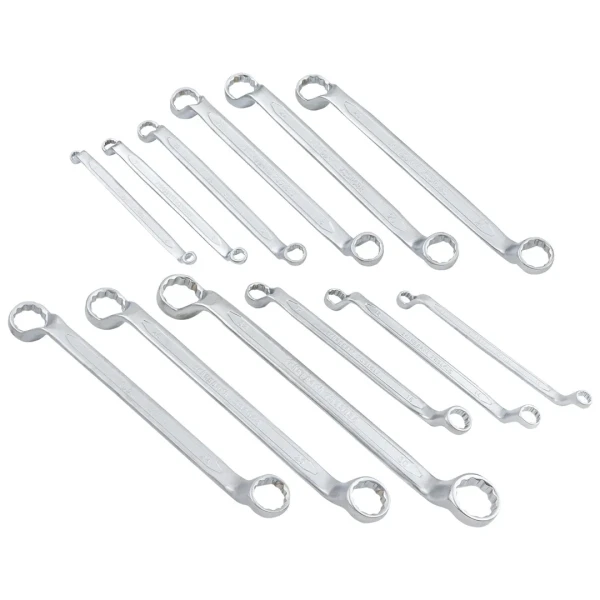 Ключи накидные отогнутые на 75град., набор 12пр. (6х7, 8х9, 10х11, 12х13, 14х15, 16х17, 18х19, 20х22, 21х23, 24х27, 25х28, 30х32мм)