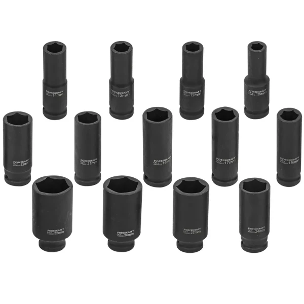 Набор головок ударных глубоких13пр.,1/2''(10, 12-15, 17, 19, 21, 22, 24, 27, 30, 32мм), на пластиковом держателе