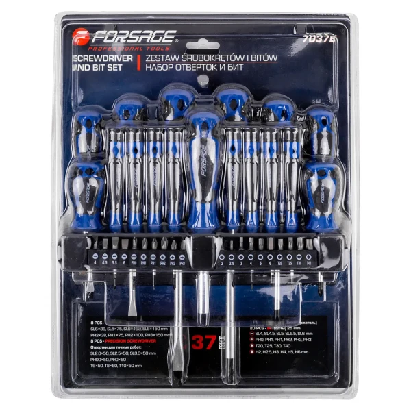 Отвертки в комплекте с битами, набор 37пр.