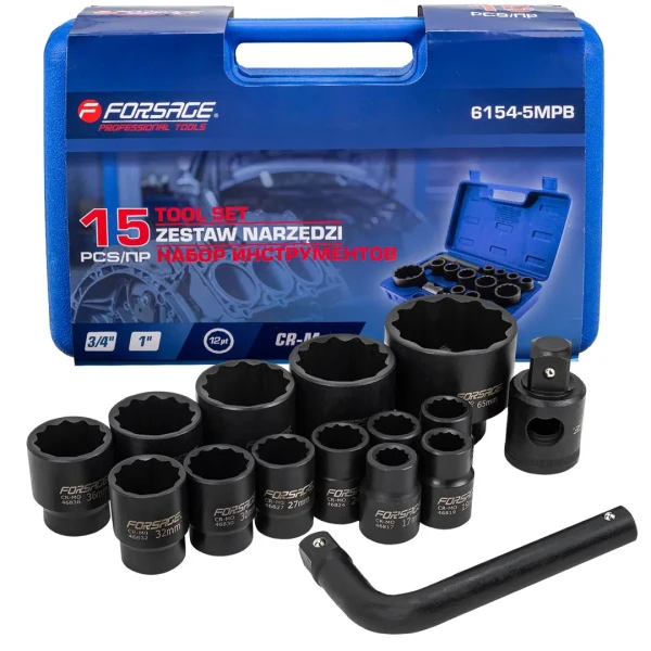 Набор инструментов 15пр. 3/4'', 1''(12гр.)