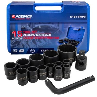 Набор инструментов 15пр. 3/4'', 1''(12гр.)