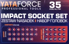 Набор головок ударных 35 пр. (короткие 38мм: 8-23, 24, 27, 30, 32мм, глубокие 78мм: 10, 12-19, 21, 22, 24, 27, 30, 32мм) в пласт.кейсе