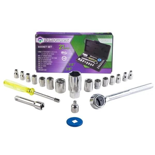 Набор инструментов 21пр. 1/4''3/8''(6гр)(4-17мм)