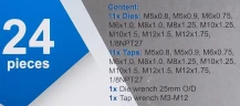 Набор метчиков и плашек метрический 24пр. (М5х0.8/0.9, М6х0.75/1, М8х1/1.25, М10х1.25/1.5, М12х1.5/1.75)