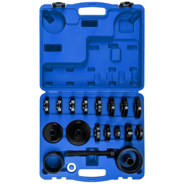 Набор инструментов для замены ступичных подшипников 23пр.(оправки 50,55,60,64,67,70,72,74,75,78,82,84,88мм, втулки 76,86,92,101мм), в кейсе