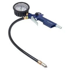 Пистолет для подкачки шин с аналоговым манометром и шлангом (0-16bar, манометр заполнен глицерином), в блистере