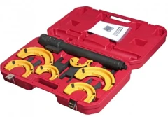 Стяжка пружин усиленная с 3-мя парами захватов и пластиковыми накладками, 7пр.(раб. диапазон:80-317мм, диаметры захватов: 80/110/165 мм),в кейсе