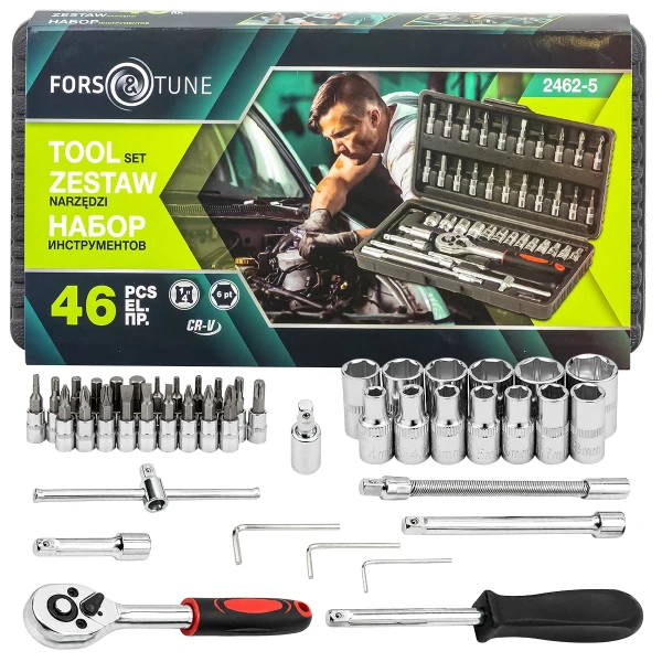 Набор инструментов 46пр. 1/4''(6гр.)