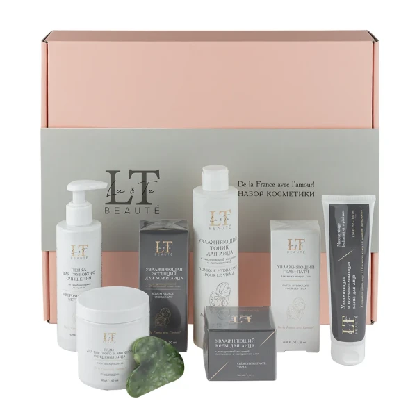 Набор(Увл.эссенция,тоник.восст.маска,крем для лица,увл.патчи для кожи вокруг глаз,пенка для глуб.очищения со скраб. гранулами,пэды-60шт+скребок гуаша)