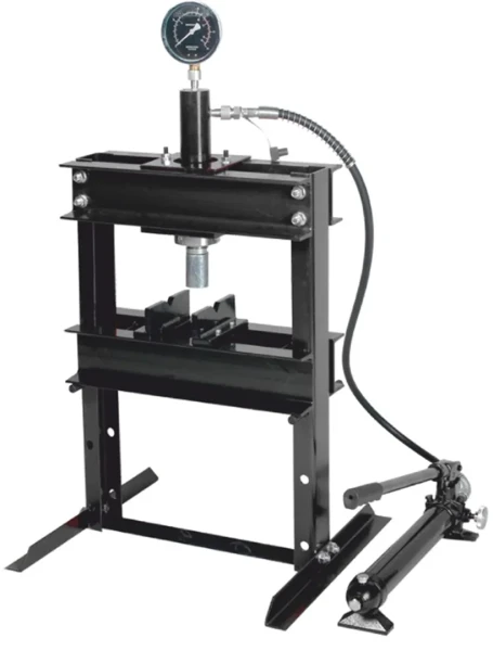 Пресс настольный гидравлический с манометром и выносным насосом 12т (раб. высота: 0-340мм, раб. ширина: 400мм, раб. стол: 185х400мм, ход штока: 175мм)