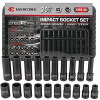 Набор головок 20пр., 1/2''(6гр.) (короткие 38мм/глубокие 78мм: 10-19мм) в пласт.кейсе