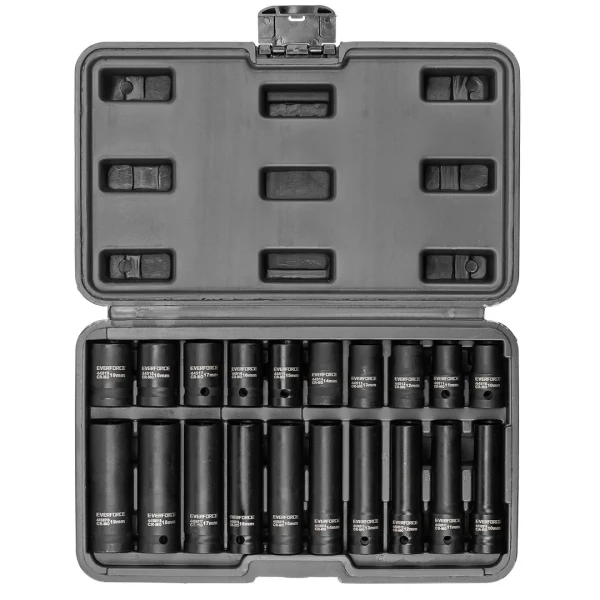 Набор головок 20пр., 1/2''(6гр.) (короткие 38мм/глубокие 78мм: 10-19мм) в пласт.кейсе