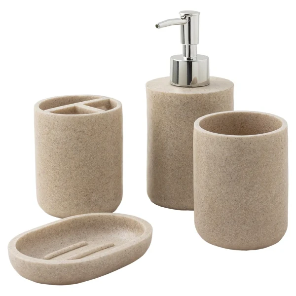 Набор для ванной комнаты 4пр. (мыльница, дозатор для мыла, подставка для зубных щеток, подставка для косметических аксессуаров)