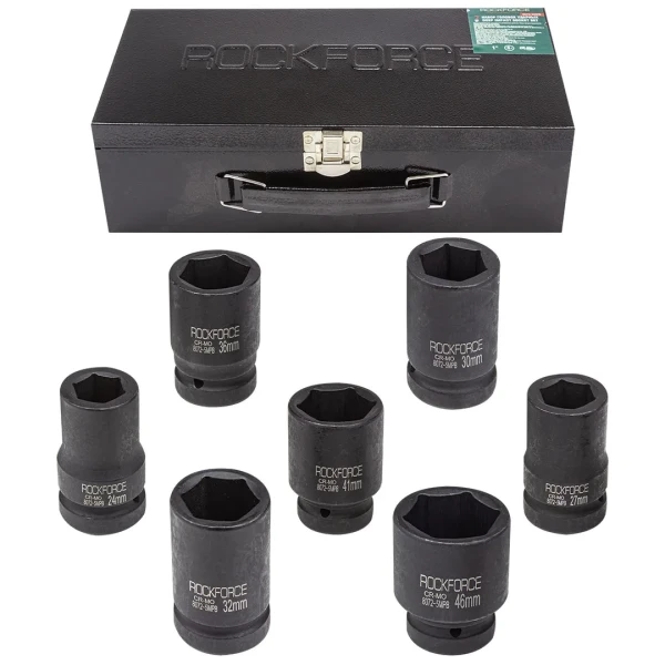 Набор головок ударных глубоких 1''7пр. (6гр.) (24,27,30,32,36,41,46мм)