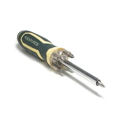 Отвертка универсальная реверсивная с подсветкой 4LED и комплектом бит, L-250мм (PH1, PH2, PZ2, SL5, SL6), в блистере