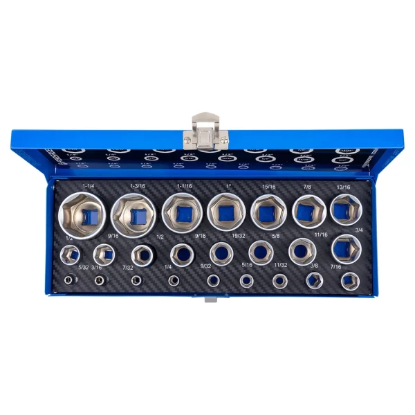 Набор 25пр. дюймовых головок 1/4'', 1/2''