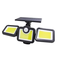 Светильник светодиодный на солнечной батарее с датчиком движения и пультом(COB171,6500К,t заряда 8ч,t раб 7ч,батарея:3.7V,2400mAh,IP65)