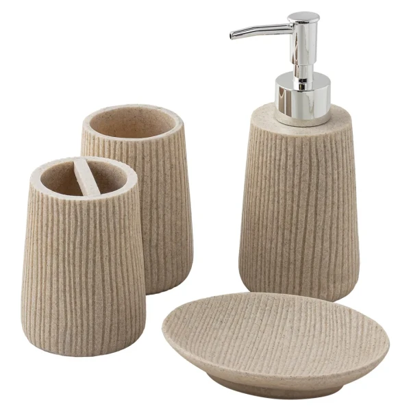 Набор для ванной комнаты 4пр. (мыльница, дозатор для мыла, подставка для зубных щеток, подставка для косметических аксессуаров)