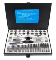 Набор метчиков и плашек 58пр.(М3х0.5/0.6, М3.5х0.6, М4х0.7/0.75, М5х0.8/0.9, М6х0.75/1, М7х0.75/1,М8х1/1.25, М10х1.25/1.5, М12х1.25/1.75)в метал.кейсе