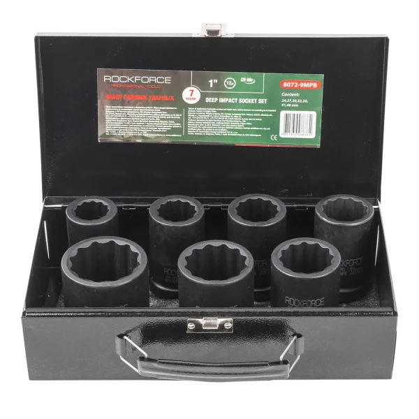 Набор головок ударных глубоких 1''7пр. (12гр.) (24,27,30,32,36,41,46мм)