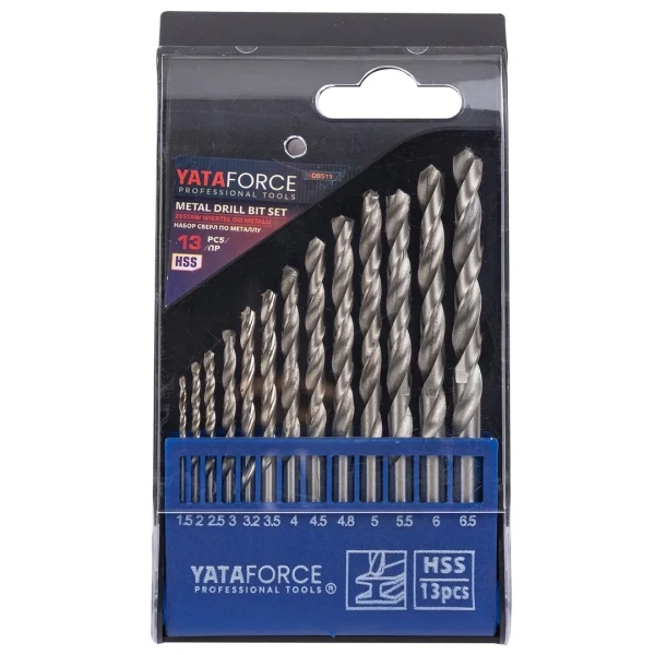 Набор сверл по металлу HSS, 13пр.(1.5/2/2.5/3/3.2/3.5/4/4.5/4.8/5/5.5/6/6.5мм), в пластиковом футляре