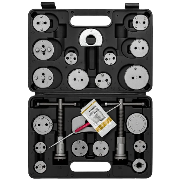 Набор для обслуживания тормозных цилиндров 22пр. (привод с правостор./левостор. резьбой) в кейсе + крючок для демонтажа сальников, графит. смазка