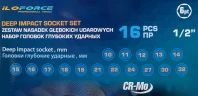 Набор головок ударных глубоких 16пр. 1/2'' (6-гр.)(10-19,21,22,24,27,30,32мм)в кейсе