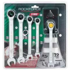 Ключи комбинированные трещоточные, набор 5пр. (10, 12-14, 17мм)