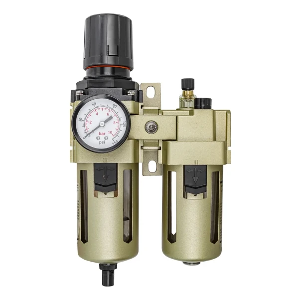 Блок подготовки воздуха 3/8''(фильтр-регулятор+лубрикатор)(10Мк, 3000 л/мин, 0-10bar,раб. температура 5°-60°)