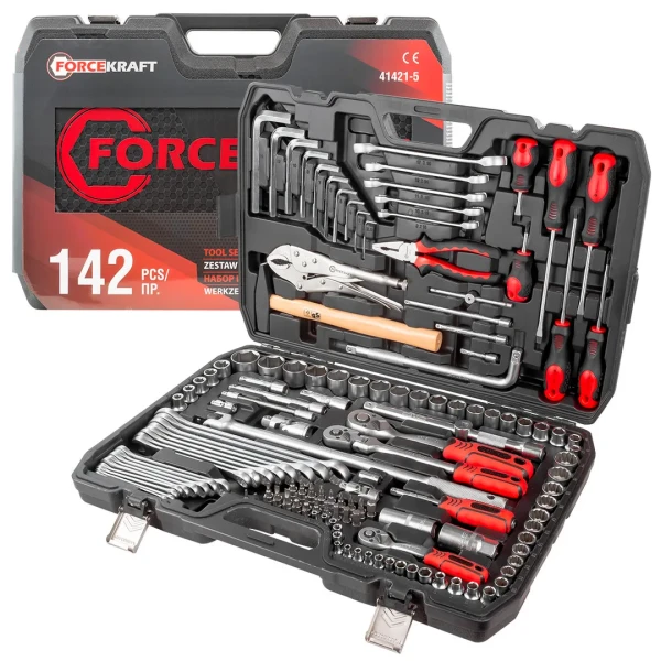 Набор инструментов 142пр. 1/4'', 3/8'', 1/2''(6гр.)(4-32мм)