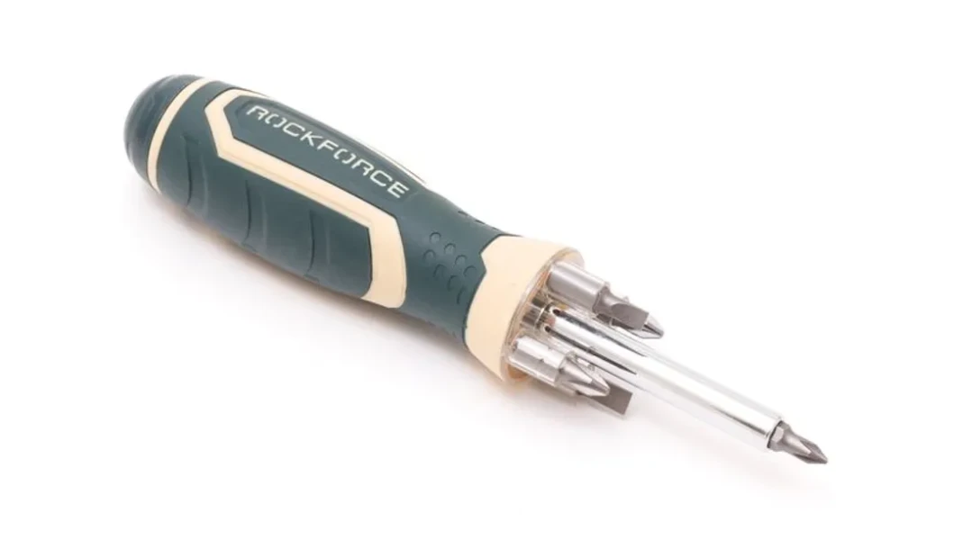 Отвертка универсальная с телескопическим магнитом, подсветкой и комплектом бит, L-210мм (PH1, PH2, PZ2, SL5, SL6), в блистере