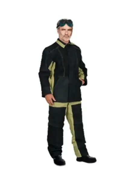 Костюм сварщика со спилком(брезент,кож. накладка,51%лён,49%хлопок,плот.г/м2:530-550,утеп-ль:ватин,подкладка:100%хлопок,огнезащ. пропитка,р52-54)