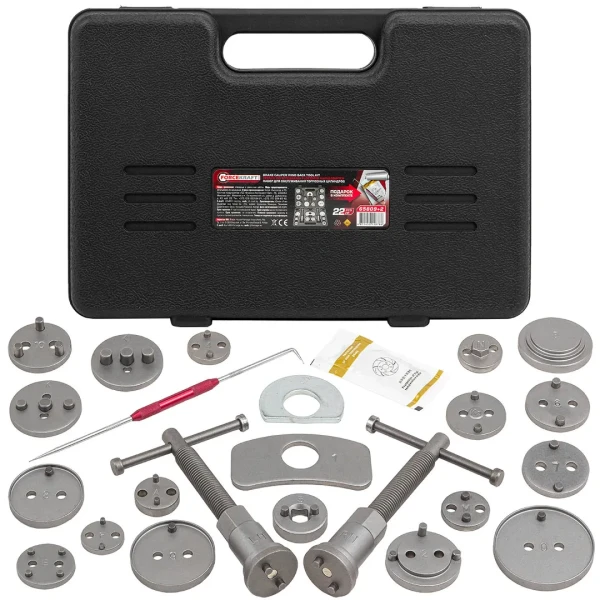 Набор для обслуживания тормозных цилиндров 22пр. (привод с правостор./левостор. резьбой) в кейсе + крючок для демонтажа сальников, графит. смазка