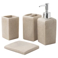 Набор для ванной комнаты 4пр. (мыльница, дозатор для мыла, подставка для зубных щеток, подставка для косметических аксессуаров)